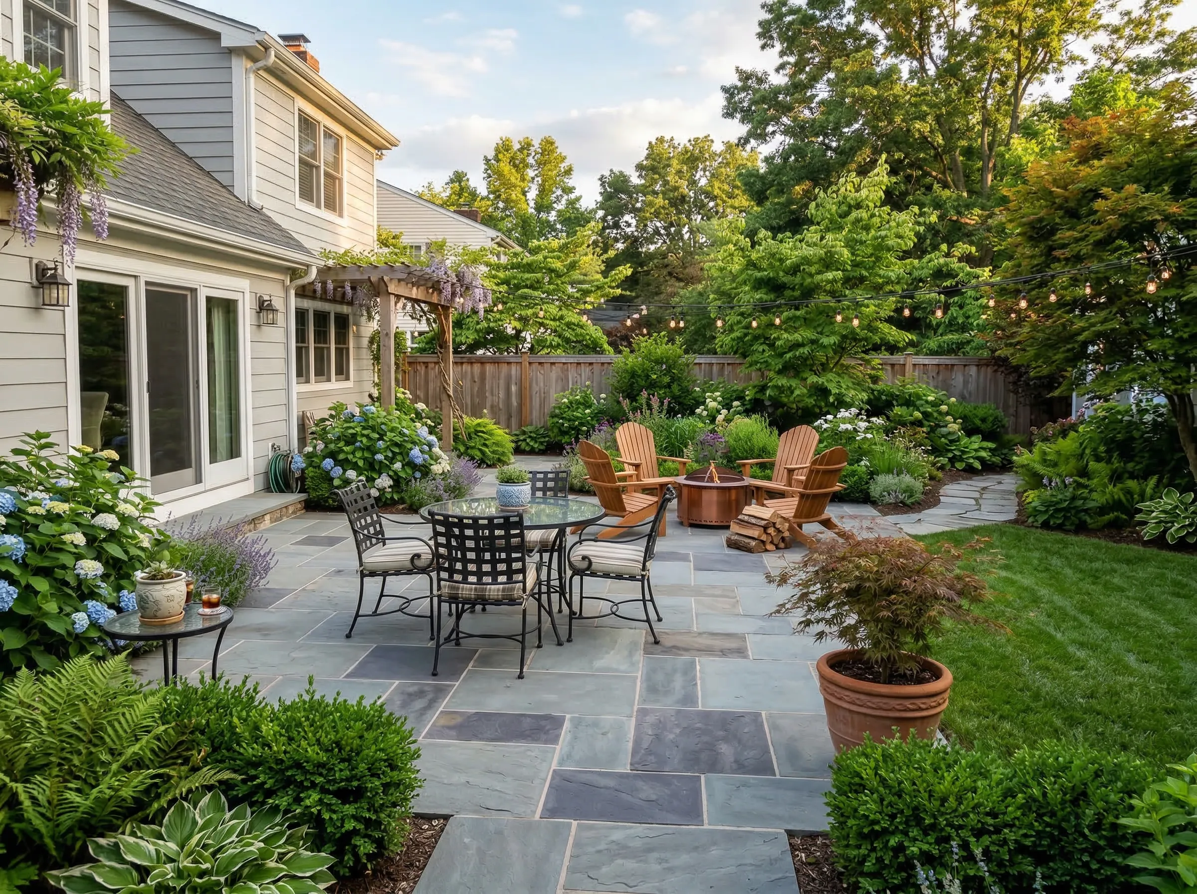 Outdoor living bluestone patio project in New York