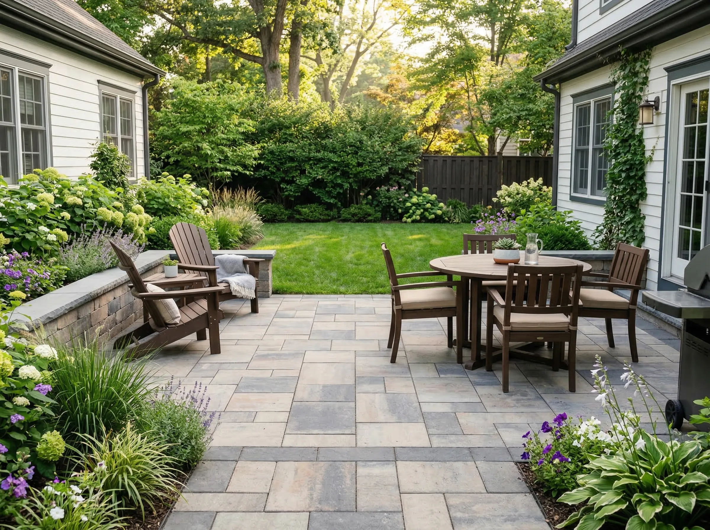 Custom paver patio and outdoor living space in Westchester County, NY